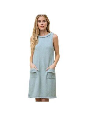 NWT Mystree Fringe Collar Pocket Sleeveless Shift Dress Small